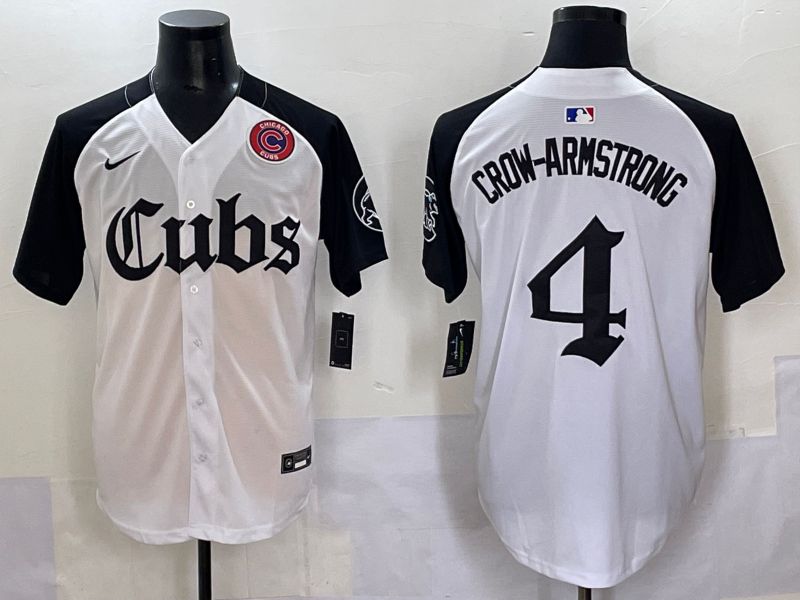 Men 2025 Chicago Cubs #4 Crow-Armstrong white black Five generations Joint Name Nike MLB Jersey style 9